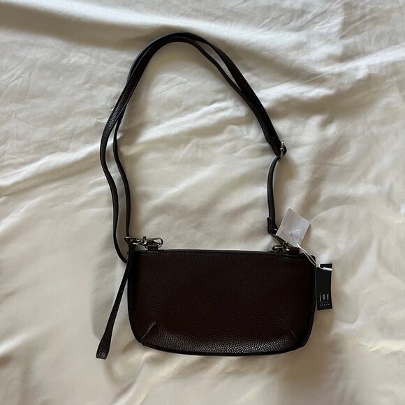 NWT Faux Leather Small Brown Crossbody Bag Travel Safety Secure Boho Minimalist - Picture 6 of 8
